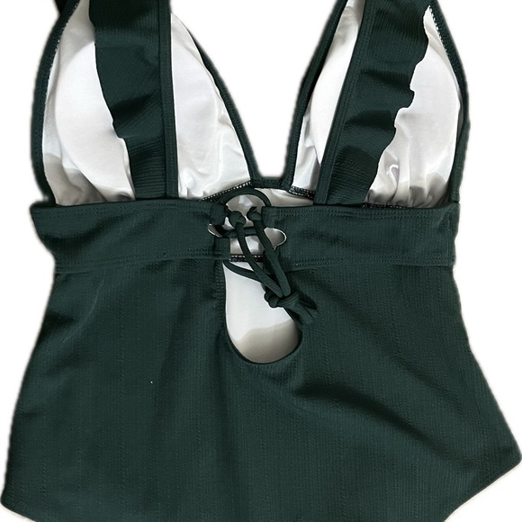 Elegant Dark Green One-Piece Swimsuit - Picture 2 of 7